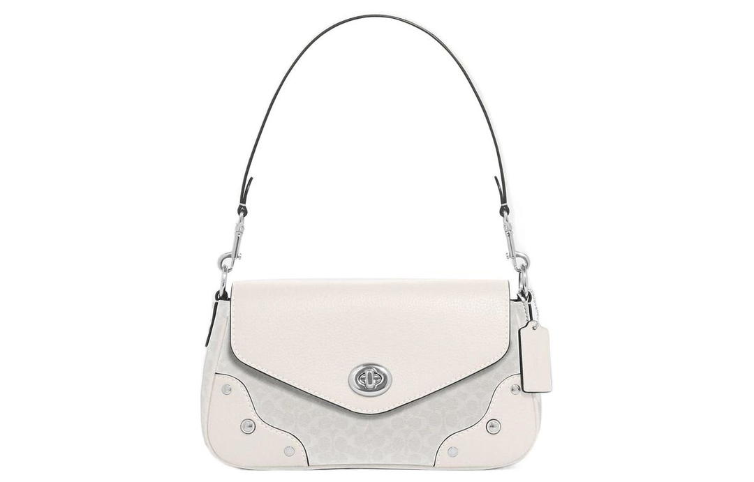 Coach Coach Millie Canvas With Leather Shoulder Bag Handbag Shoulder Bag Women's Ivory Gray/Glacier White