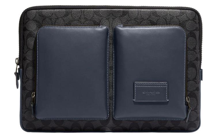 Coach Coach Utility Coated Canvas Laptop Briefcase Bag Large Size Men's Charcoal With Denim Color.