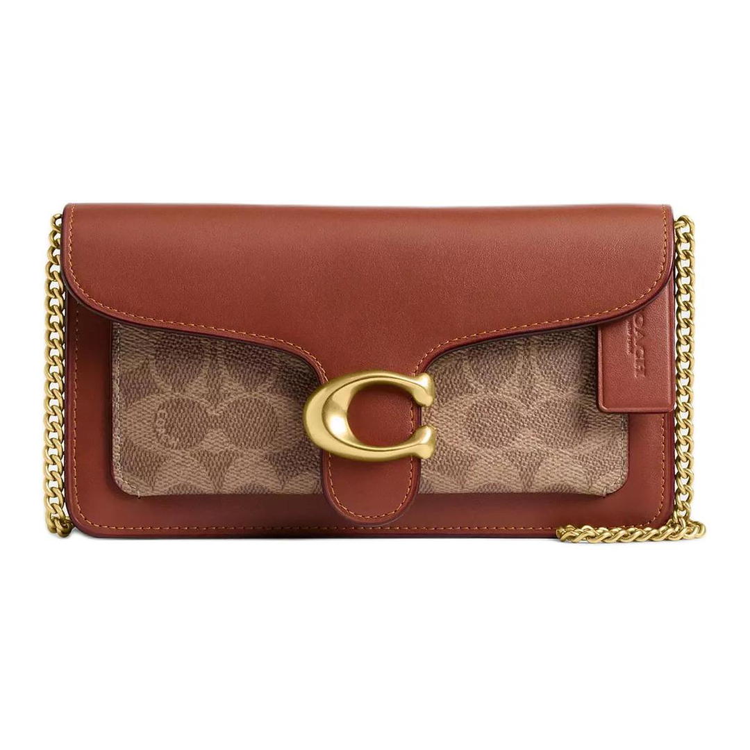 Coach Coach Tabby Delicate Calfskin Shoulder Bag Small Size Women's Brass Braided Havana Caramel