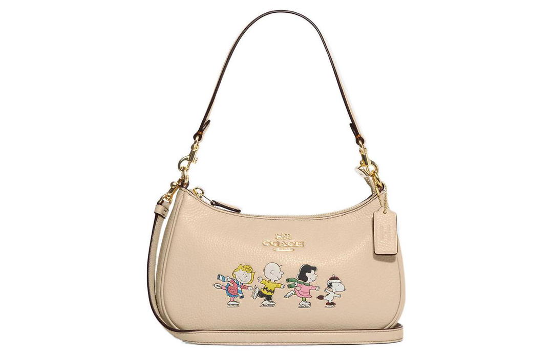 Coach Coach Peanuts Snoopy Collaboration Teri Pebbled Cow Leather Shoulder Bag Handbag Shoulder Bag Women's Ivory White