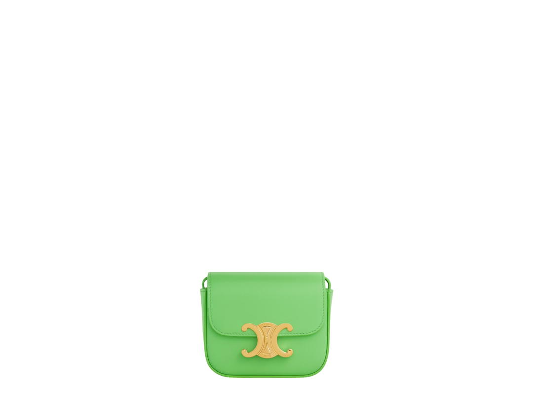 Celine Celine Mini Triomphe Bag In Shiny Calfskin Bright Green