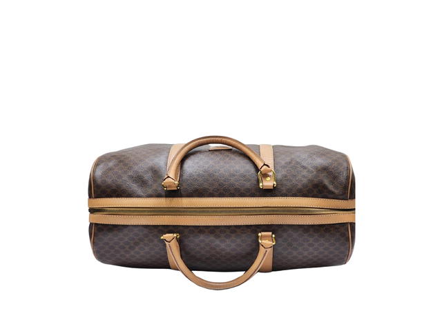Celine Celine Macadam Triomphe Boston Duffel Travel Bag In Canvas And Brown Leather With Gold Hardware Brown - view 3