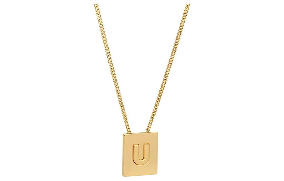 Celine Celine Alphabet U Necklace In Brass With Gold Finish