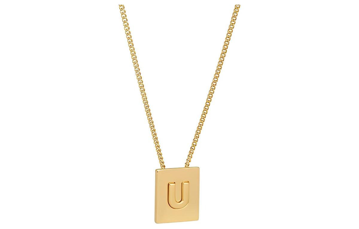 Celine Celine Alphabet U Necklace In Brass With Gold Finish