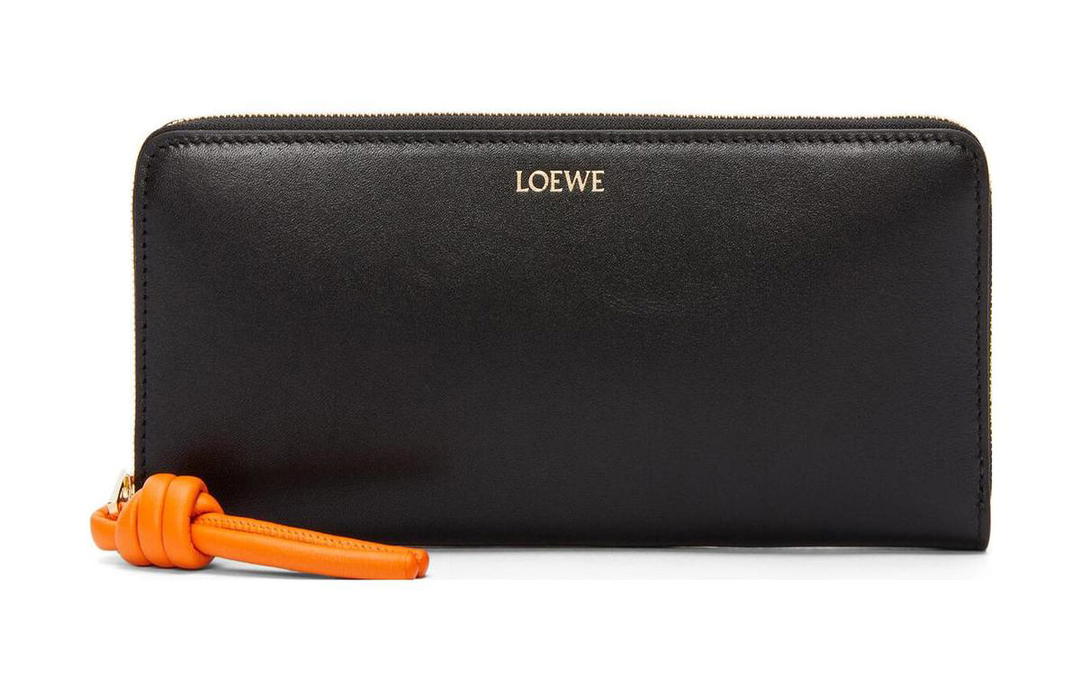Loewe Loewe Shiny Nappa Calfskin Wallet Women's Black/Bright Orange
