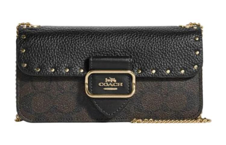 Coach Coach Cow Leather Detail Small Square Bag Shoulder Bag Crossbody Bag Small Size Women's Black