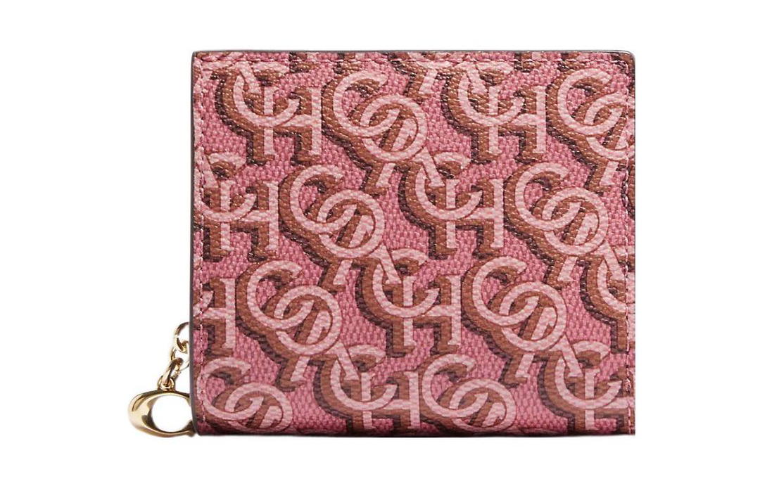 Coach Coach Snap Wallet Coated Canvas With Leather Wallet Women's Rouge Red