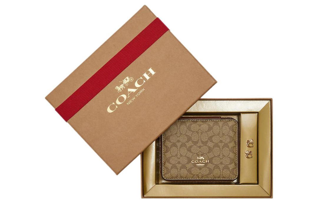 Coach Coach Jewelry Bo Coated Canvas With Smooth Leather Gift Box Set Mini Women's Brown