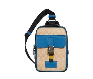 Buy Coach Track Cow Leather With Fabric Sling Bag, Crossbody Bag, Shoulder Bag Medium Size Men's Blue Beige at Sasom – Authentic and Ready to Ship