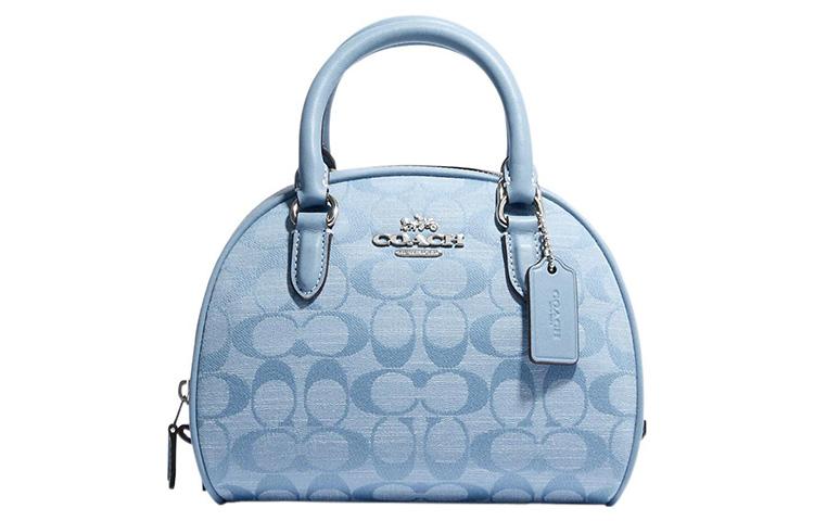 Coach Coach Sydney Canvas With Leather Shoulder Bag Crossbody Bag Handbags Small Size Women's Light Blue