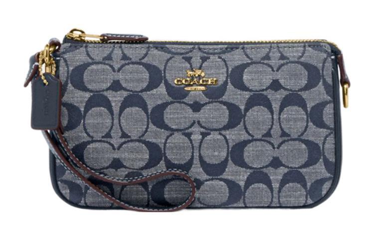 Coach Coach Nolita Jacquard Fabric Bonded Cow Split Leather Handbag Shoulder Bag Women's Denim Blue
