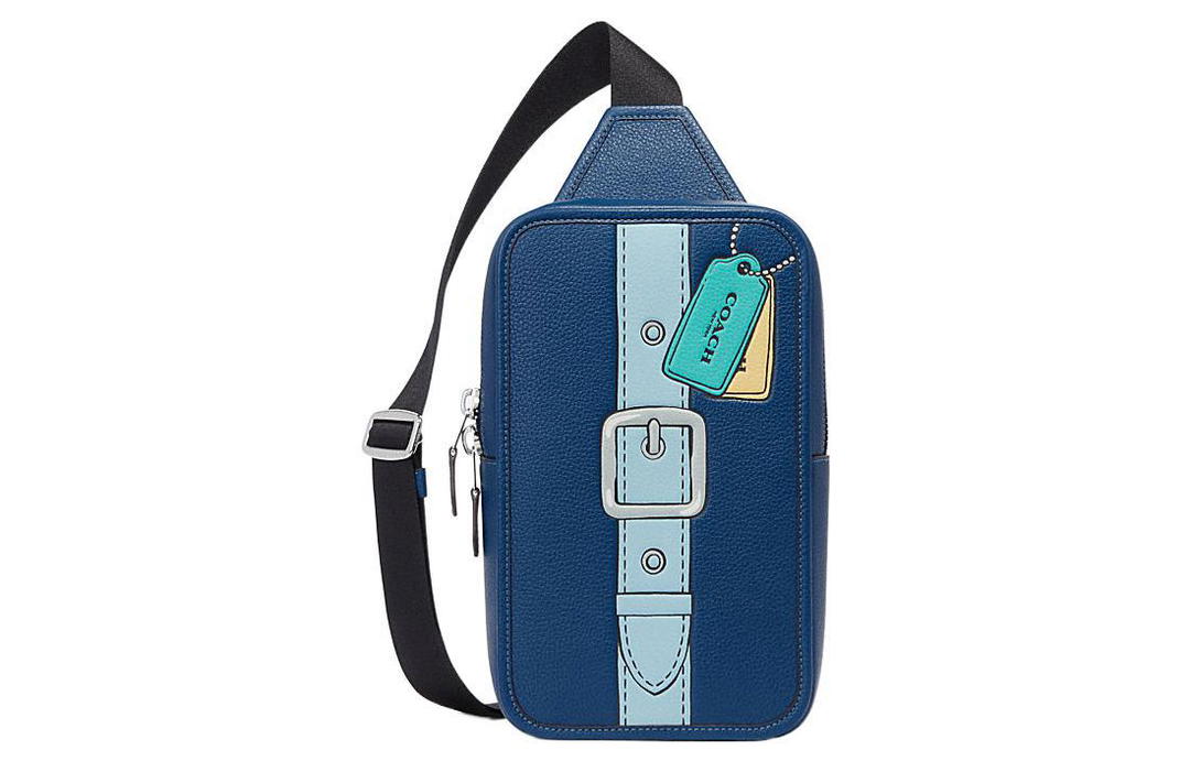 Coach Coach Sullivan Cow Leather With Textile One Shoulder Crossbody Sling Bags Men's Blue