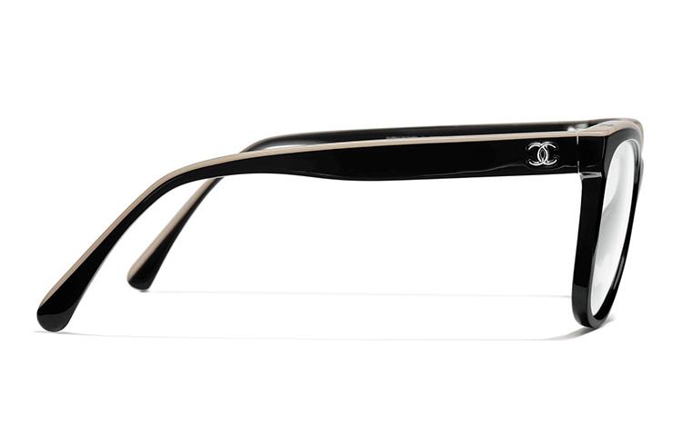 Chanel Chanel Injection Molded Square Optical Glasses Unisex Black/Beige