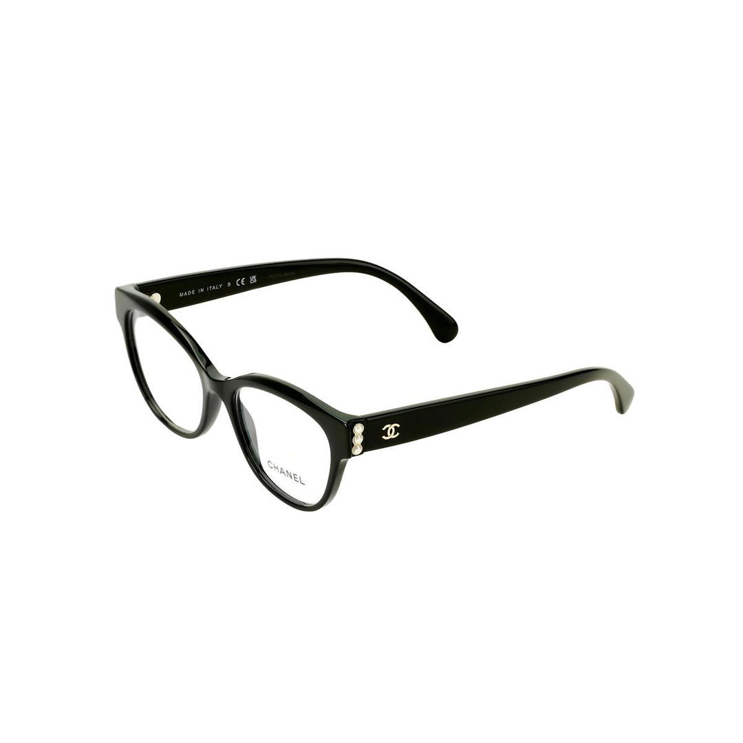 Chanel Chanel Plate Frame Cat Eye Eyeglass Frames Women's Black