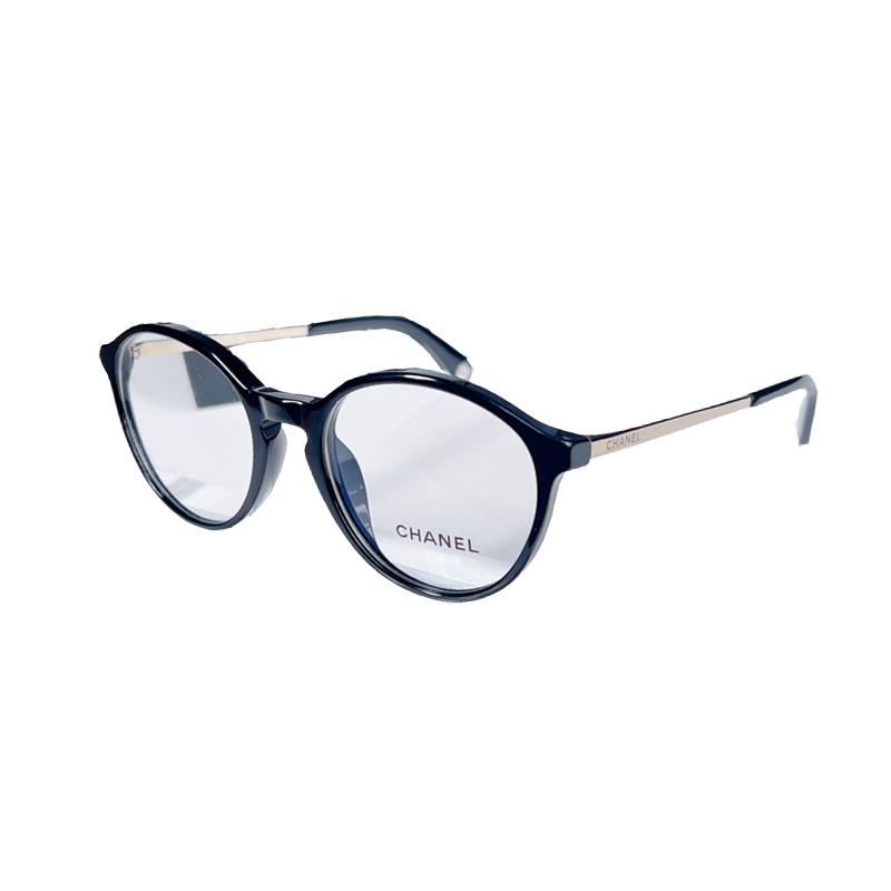 Chanel Chanel Acetate Irregular Shape Eyeglass Frames Unisex Black