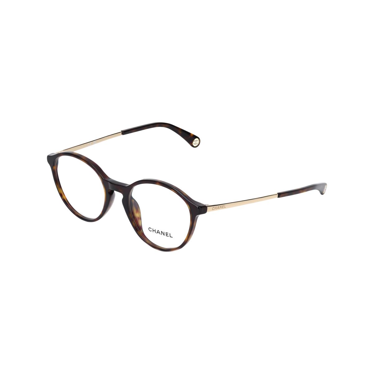 Chanel Chanel Acetate Irregular Shape Eyeglass Frames Unisex Tortoiseshell