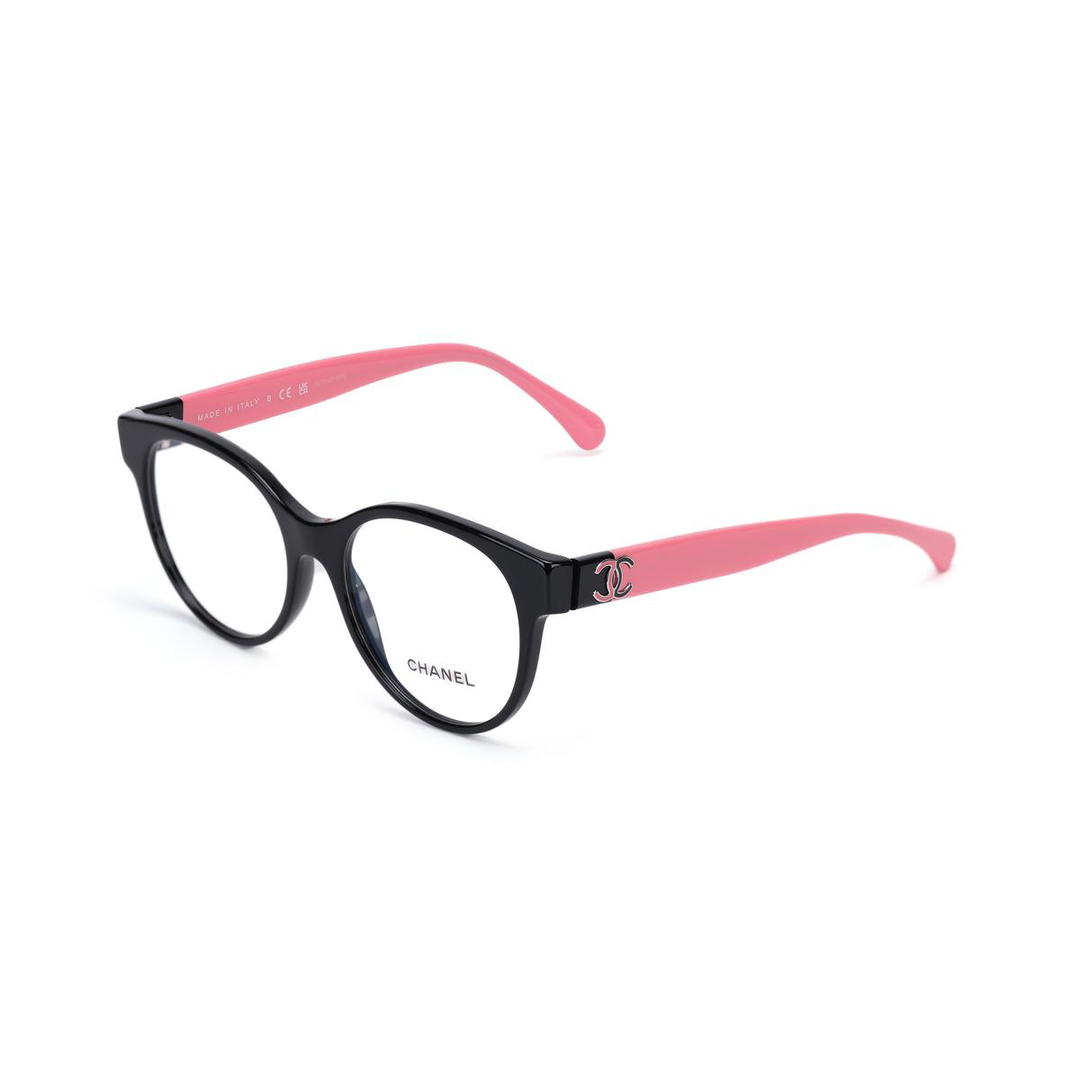 Chanel Chanel Acetate Oval Eyeglass Frames Women's Black