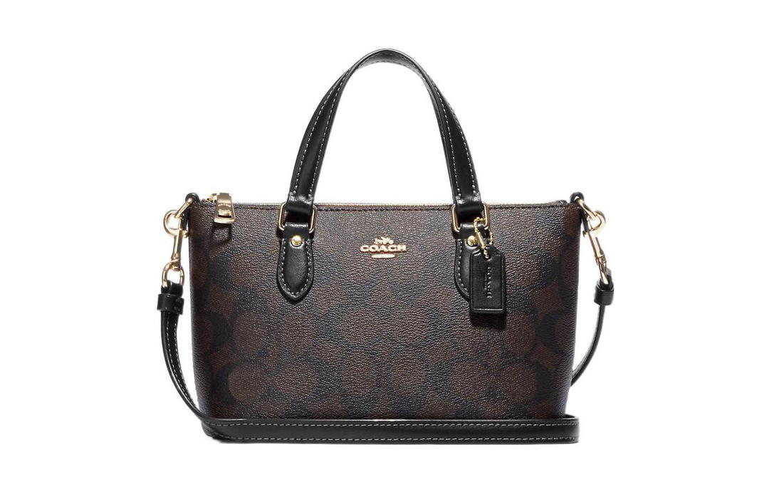 Coach Coach Gallery Canvas With Leather Handbag Shoulder Bag Crossbody Bag Mini Women's Tan