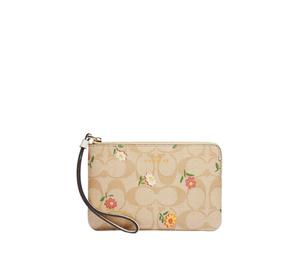 Buy Coach Corner Zip Canvas And Smooth Leather Wrist Bags Clutches Small Size Women's Light Khaki at Sasom – Authentic and Ready to Ship