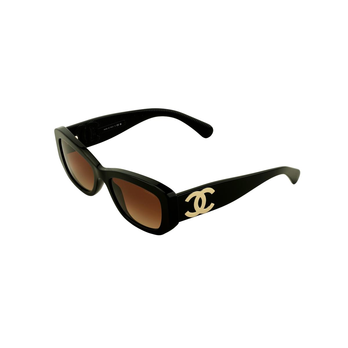 Chanel Chanel Acetate Irregular Shape Sunglasses Women's Black