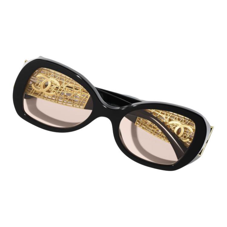 Chanel Chanel Metal Acetate Butterfly Sunglasses Unisex Black