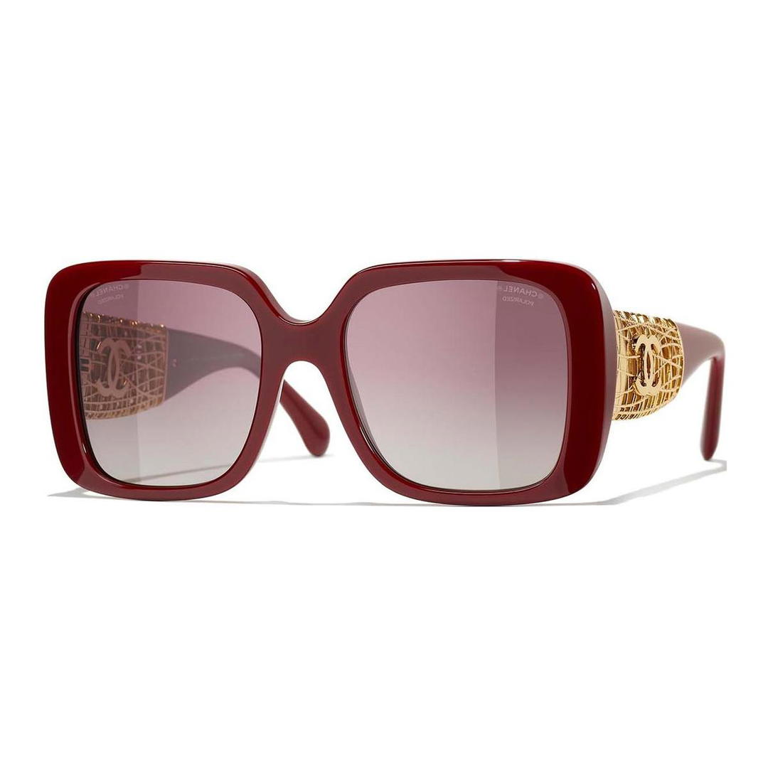 Chanel Chanel Metal Acetate Butterfly Sunglasses Women's Red Brown