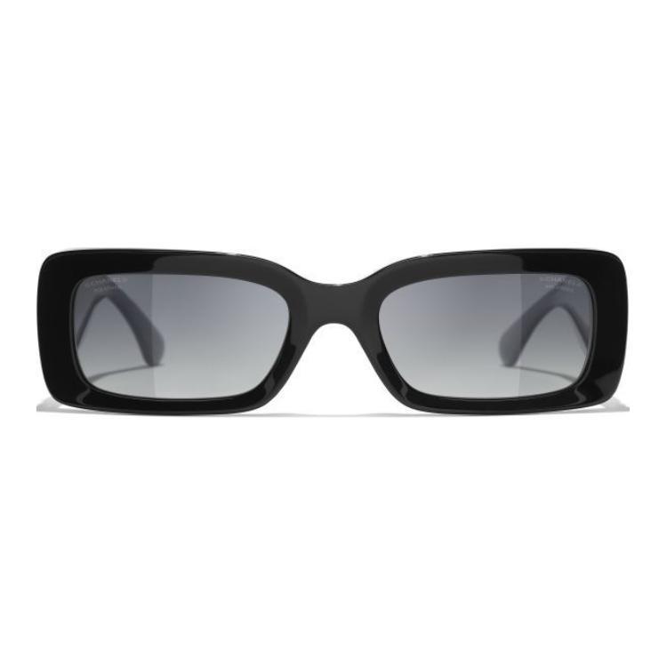 Chanel Chanel Metal Acetate Rectangular Sunglasses Unisex Black