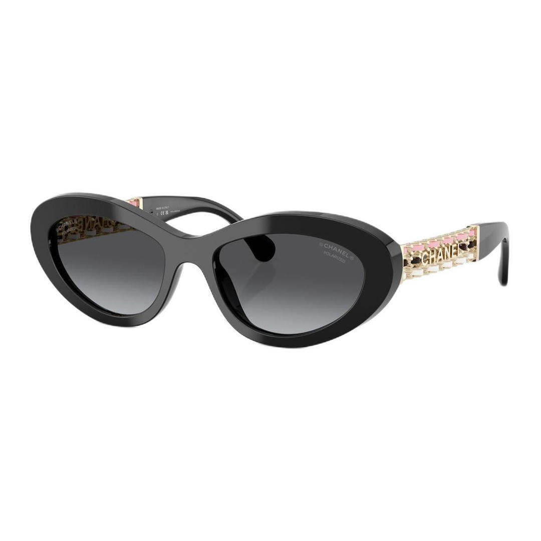 Chanel Chanel Metal Acetate Leather Butterfly Sunglasses Women's Black