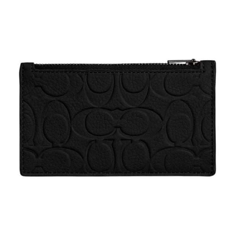 Coach Coach Card Case Cow Leather Card Holder Mini Women's Black