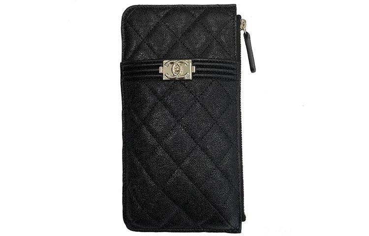 Chanel Chanel Cow Leather Clutch Women's Black