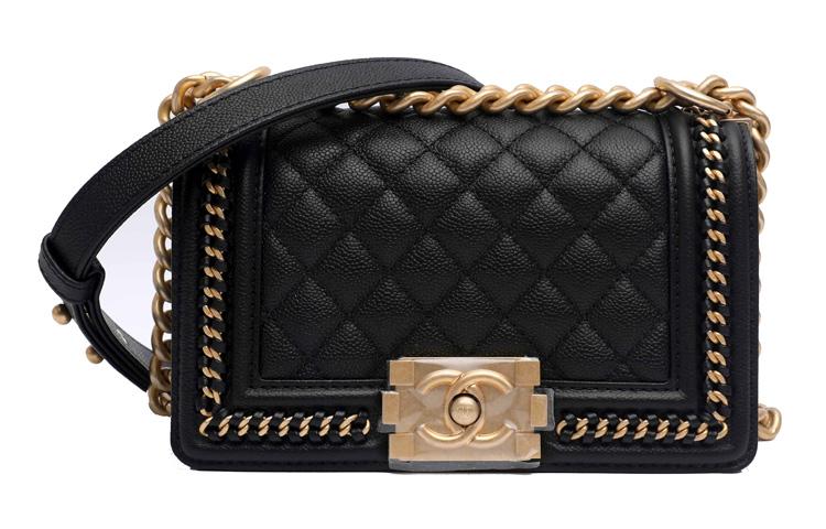 Chanel Chanel LEBOY Grained Embossed Calfskin Shoulder Bag Crossbody Bag Women's Black