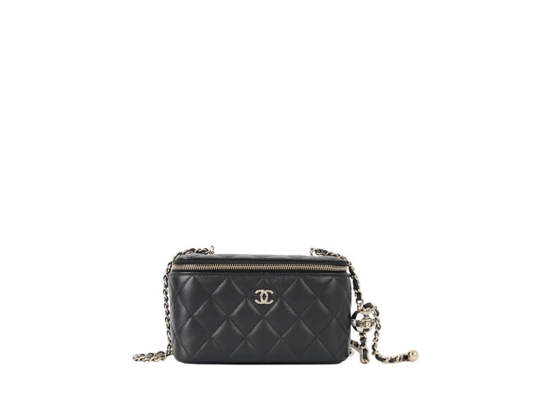 Chanel Chanel Crush Vanity In Black Quilted Lambskin Leather With Pearl Crush Champagne Gold Hardware