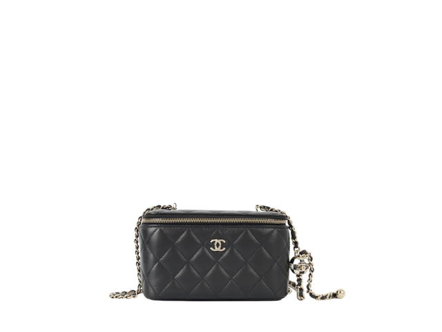 Chanel Chanel Crush Vanity In Black Quilted Lambskin Leather With Pearl Crush Champagne Gold Hardware - view 1