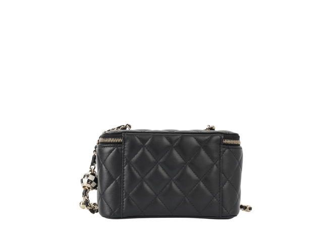 Chanel Chanel Crush Vanity In Black Quilted Lambskin Leather With Pearl Crush Champagne Gold Hardware - view 2