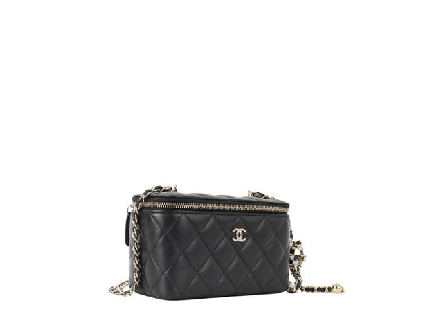 Chanel Chanel Crush Vanity In Black Quilted Lambskin Leather With Pearl Crush Champagne Gold Hardware - view 3
