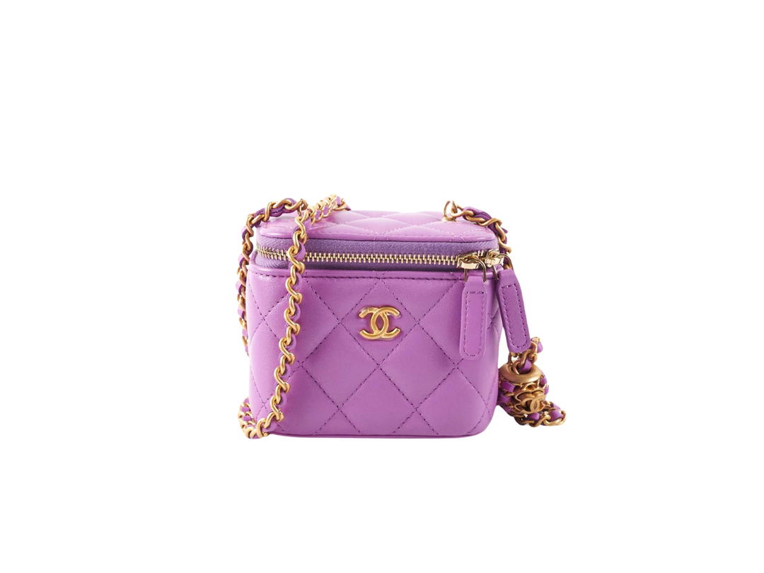 Chanel Chanel Pearl Crush Mini Vanity Case In Purple Lambskin With Gold Hardware Purple