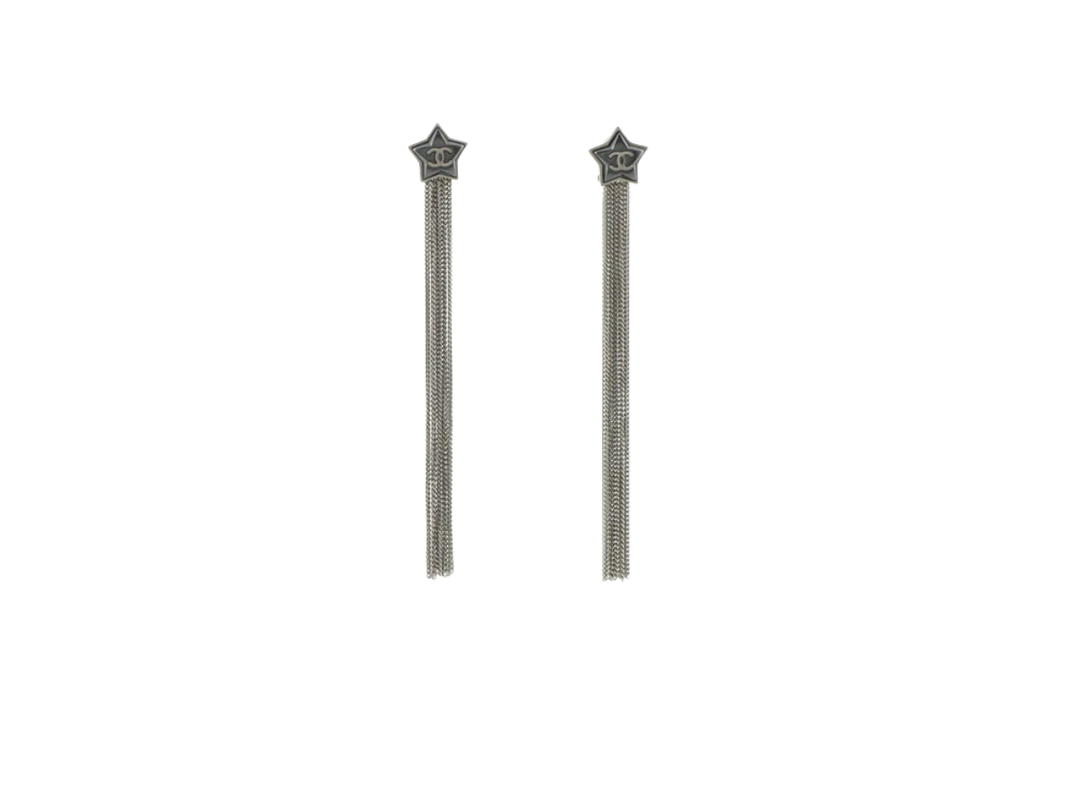 Chanel Chanel A17B Cc Coma Mark Star Estrela 10 Chain Earrings In Metal With Silver Hardawre