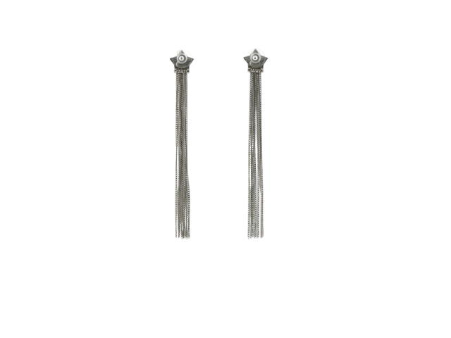 Chanel Chanel A17B Cc Coma Mark Star Estrela 10 Chain Earrings In Metal With Silver Hardawre - view 2