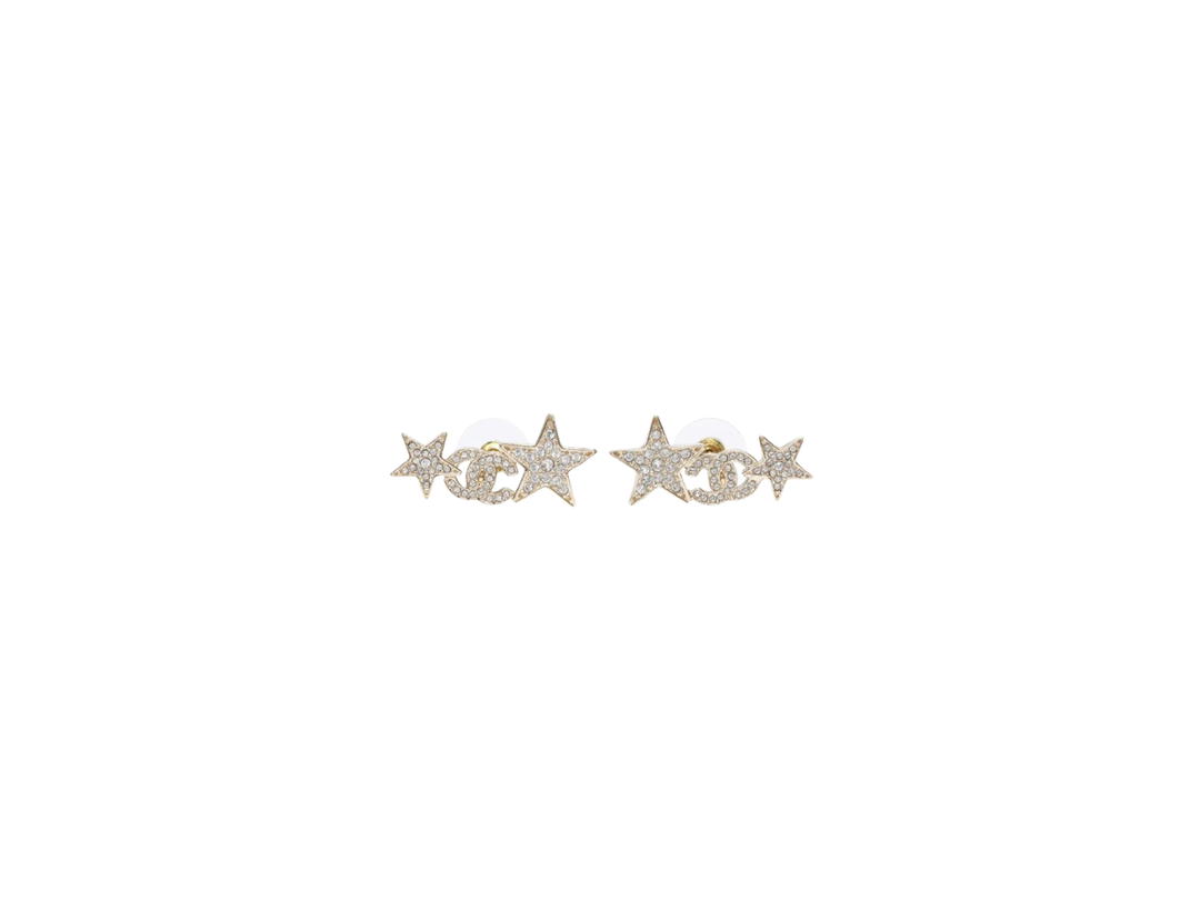 Chanel Chanel Cc Star Earrings In Gold Metal And Crystal