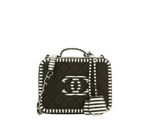 Buy Chanel Caviar Quilted Striped Medium CC Filigree Vanity Case In Silver Hardware With Black White at Sasom – Authentic and Ready to Ship