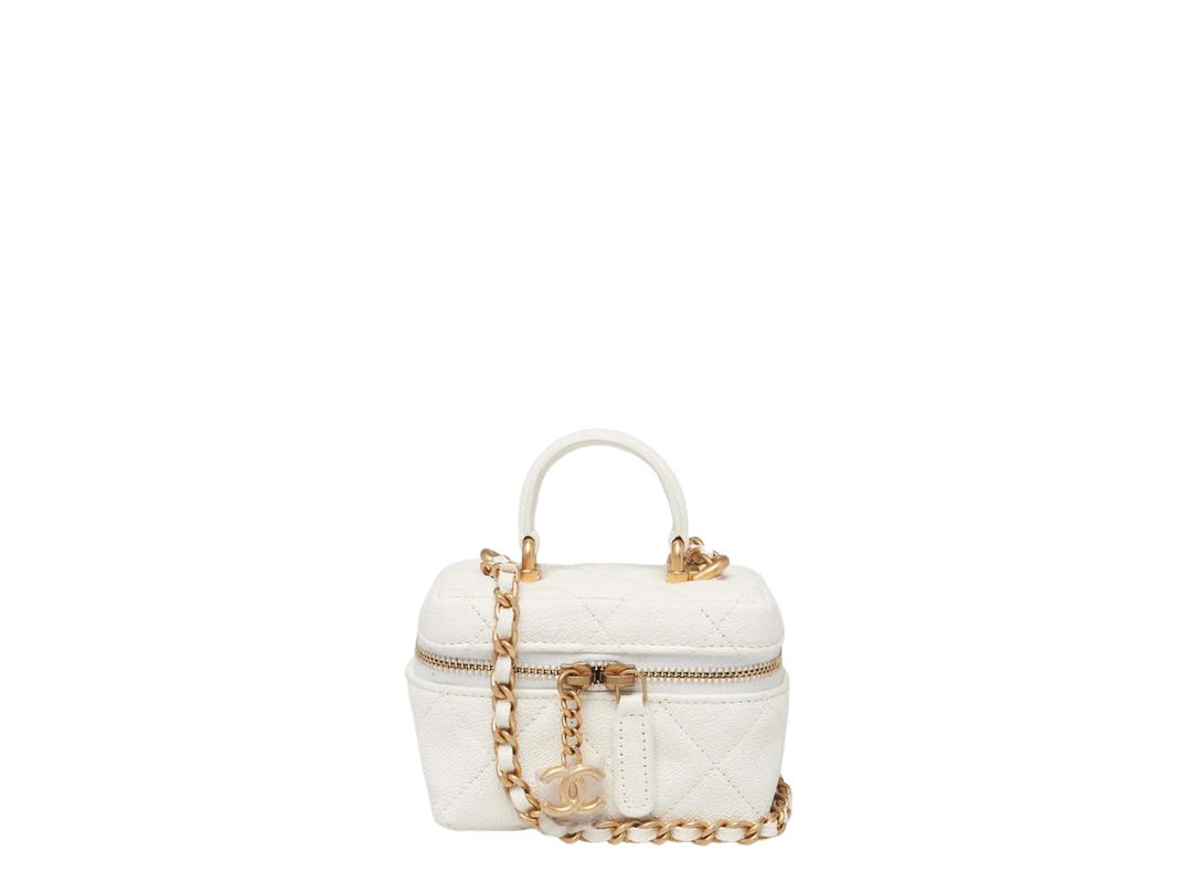 Chanel Chanel Mini Vanity In Gold-Tone Hardware With White