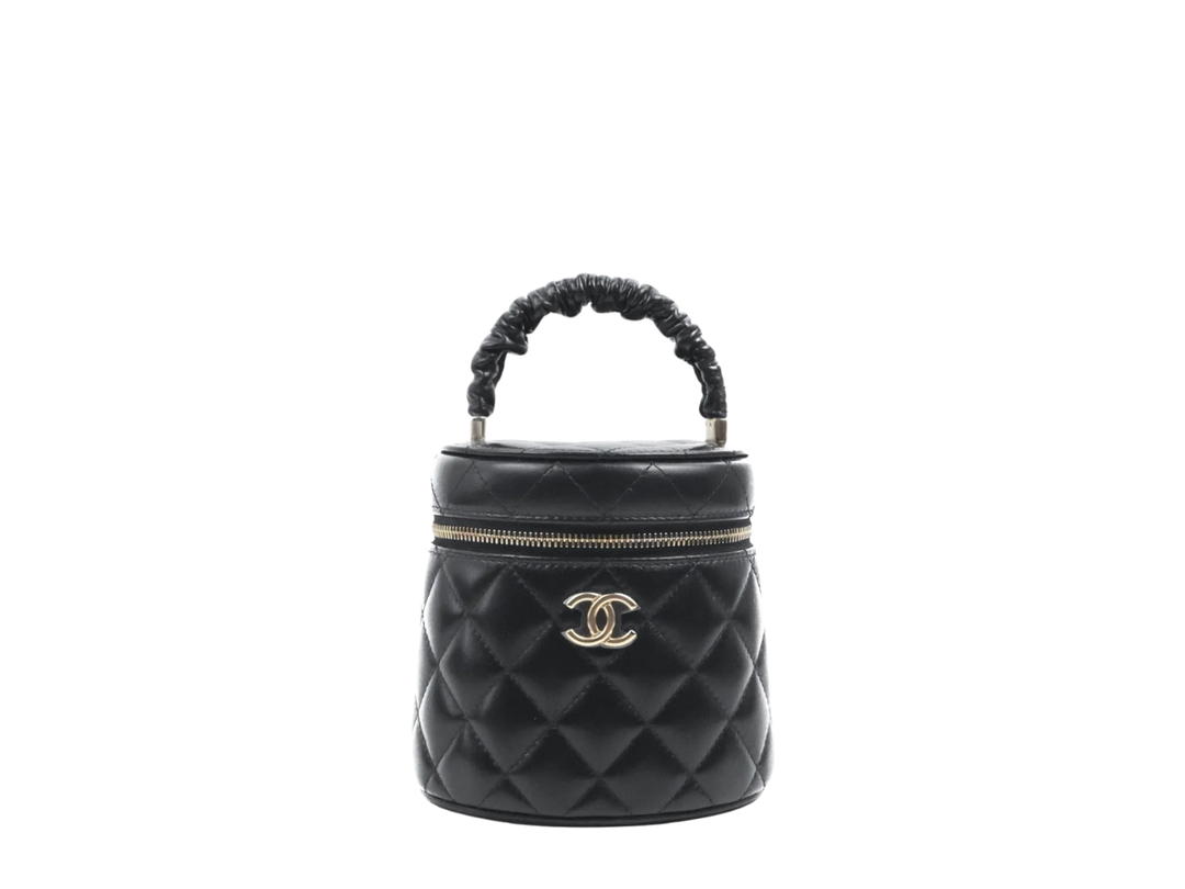 Chanel Chanel Vanity Case Small 22S In Shiny Lambskin With Gold Hardware Black