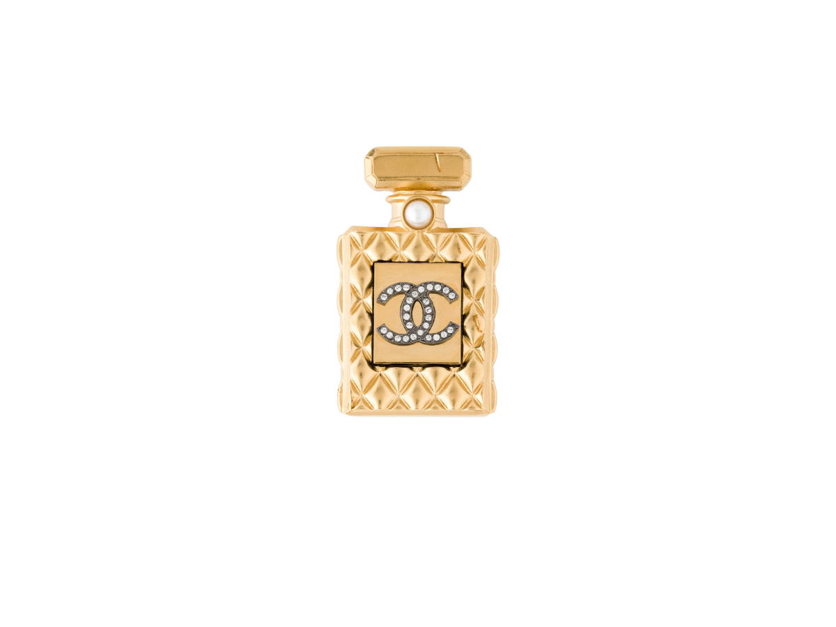 Chanel Chanel Perfume Bottle Brooch In Faux Pearl And Strass