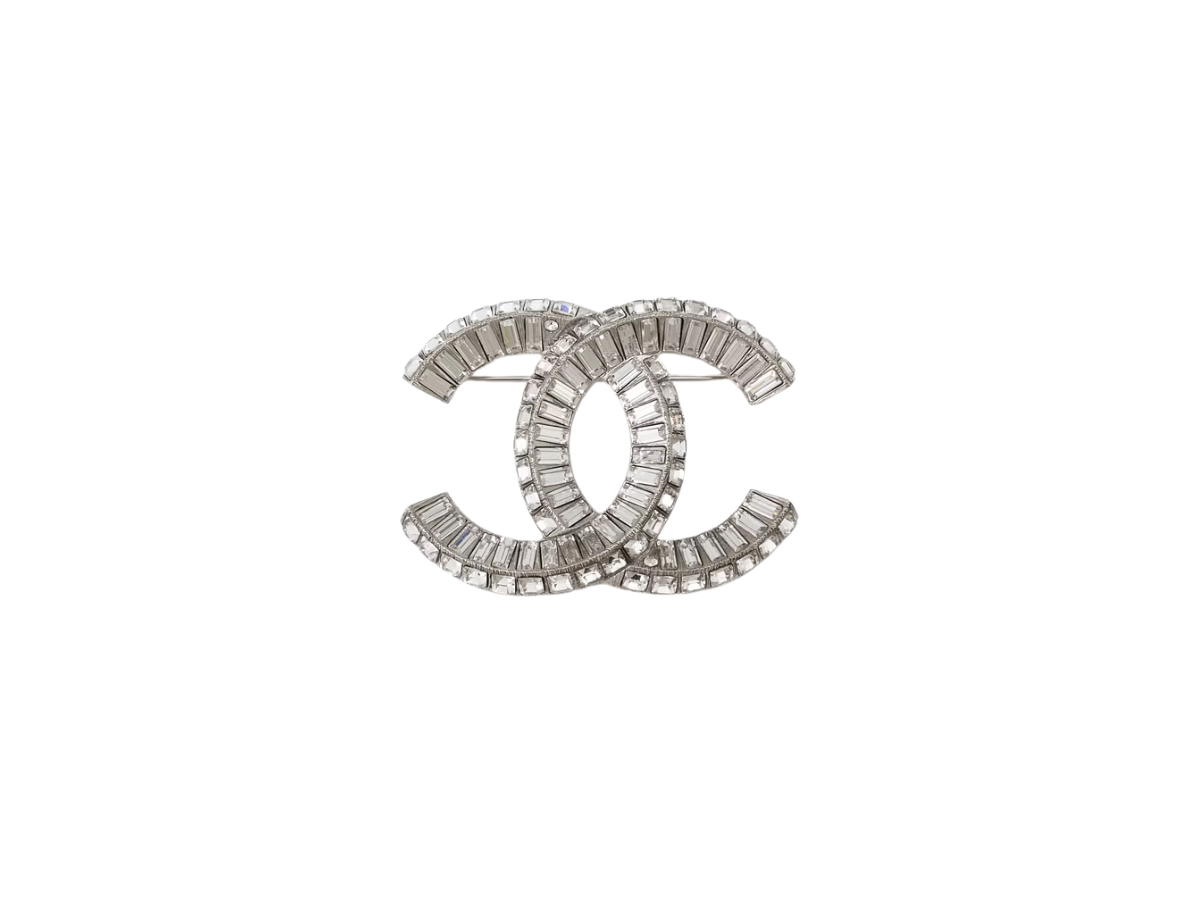 Chanel Chanel Palladium Plated Strass CC Brooch Crystals