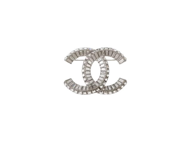 Chanel Chanel Palladium Plated Strass CC Brooch Crystals - view 1