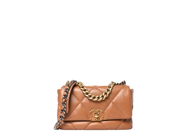Chanel Chanel 19 Flap In Brown Lambskin Leather With Gold And Silver Hardware - view 1
