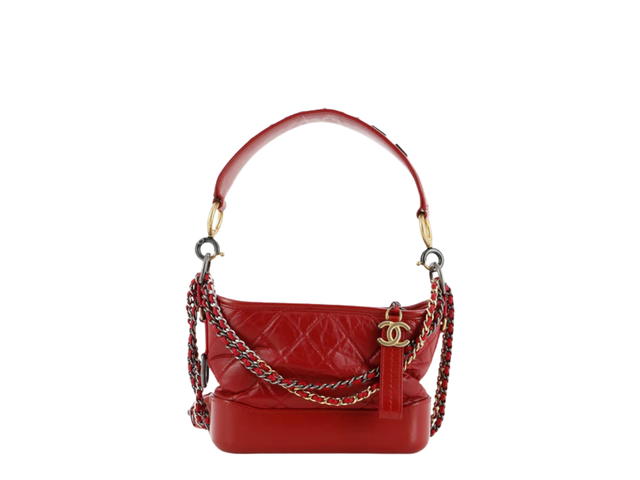 Chanel Chanel Gabrielle Small Hobo Bag In Gold-Silver Hardware With Red - view 1