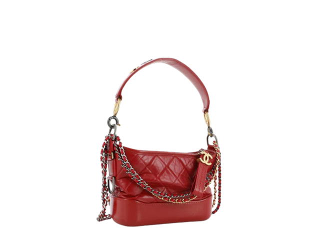 Chanel Chanel Gabrielle Small Hobo Bag In Gold-Silver Hardware With Red - view 2