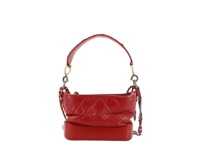 Chanel Chanel Gabrielle Small Hobo Bag In Gold-Silver Hardware With Red - view 3