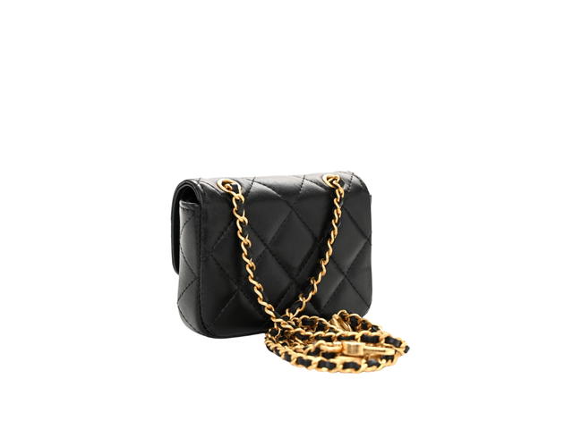 Chanel Chanel Lambskin Coco Enamel Quilted Mini Chain Belt Bag Black - view 2